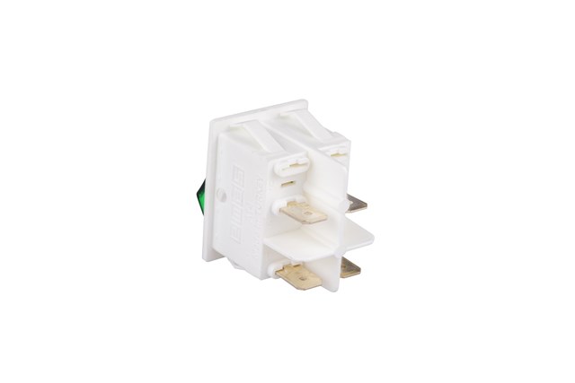 30*22mm White Body 2NO with Illumination with Terminal (0-I) Marked Green A14 Series Rocker Switch